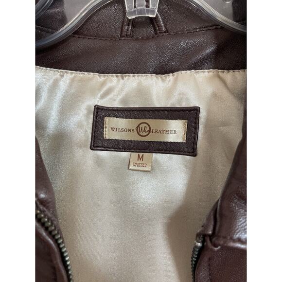 NEW WILSONS LEATHER LINDSEY THINSULATE LEATHER SCUBA JACKET $375 Brown Size Med - Picture 4 of 6